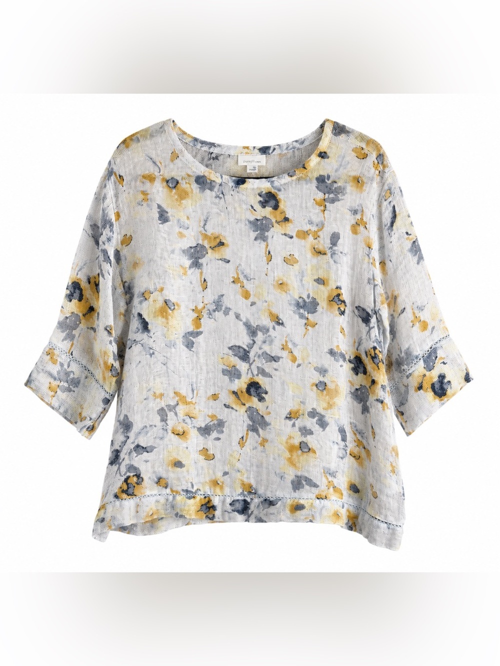 Pure Jill Women’s 100% Linen Floral Lightweight Knit Top. Size: Small